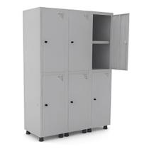 Roupeiro De Aço 6 Portas Grandes Com Pratilheira Com Pitao Cinza - Pandin Roupeiro De Aço 6 Portas Grandes Com Pratilheira Com Pitao Cinza - Pandin