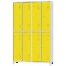 Roupeiro de Aço 8 Portas Grandes Cinza com Amarelo 1,96 X 0,93 X 0,36 - ULTRA Móveis