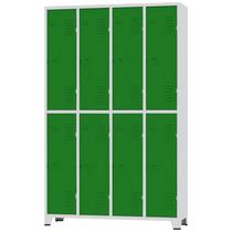 Roupeiro de Aço 8 Portas Grandes Cinza com Verde 1,96 X 0,93 X 0,36 - ULTRA Móveis