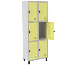 Roupeiro De Aço Guarda-Volume Locker 6 Portas Montável Amarelo