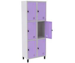 Roupeiro De Aço Guarda-Volume Locker 6 Portas Montável Lilas