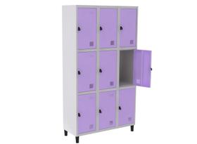 Roupeiro De Aço Guarda-Volume Locker 9 Portas Montável Lilas