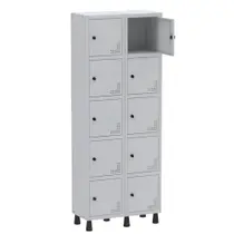 Roupeiro De Aço Light 10 Portas Cinza Tranca Para Cadeado - Pandin