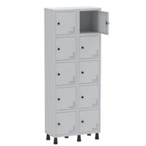 Roupeiro De Aço Light 10 Portas Cinza Tranca Para Cadeado - Pandin