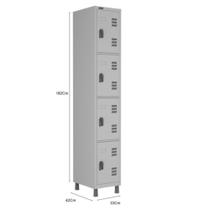 Roupeiro de aço montável inicial 4 portas c/fechadura locker - W3