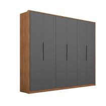 Roupeiro de Casal Izabella c/ 6 Portas e 6 Gavetas Amêndola/Grafito - Bela Móveis Roupeiro de Casal Izabella c/ 6 Portas e 6 Gavetas Amêndola/Grafito - Bela Móveis