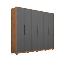 Roupeiro de Casal Izabella c/ Pés c/ 6 Portas Amêndola/Grafito - Bela Móveis