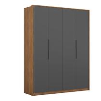 Roupeiro de Casal Luna 4 Portas Amêndola/Grafito - Bela Móveis