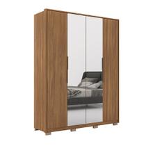 Roupeiro de Casal Luna c/ Pés 4 Portas c/ 2 Espelhos Amêndola - Bela Móveis Roupeiro de Casal Luna c/ Pés 4 Portas c/ 2 Espelhos Amêndola - Bela Móveis
