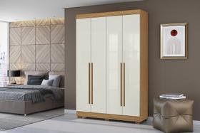Roupeiro de Solteiro 153cm 4 Portas 02 Gavetas - Cinamomo/Off White Aramóveis Roupeiro de Solteiro 153cm 4 Portas 02 Gavetas - Cinamomo/Off White Aramóveis