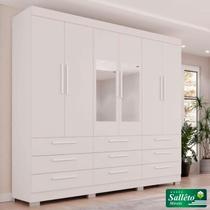 Roupeiro Dinamarca com Espelho 6 Portas 9 Gavetas Branco Roupeiro Dinamarca com Espelho 6 Portas 9 Gavetas Branco