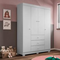 Roupeiro Duda 4 Portas Quarto Infantil 100% MDF Branco - Phoenix Baby