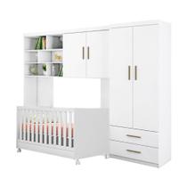 Roupeiro e Modulado Chiara com Berço Doce Sonho Branco - Phoenix Baby