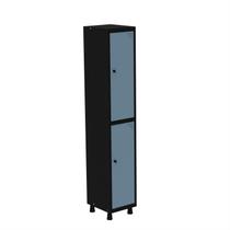 Roupeiro em Aço Mt 1V 2 Portas com Prateleira Interna Pitâo Azul/Preto/Dali