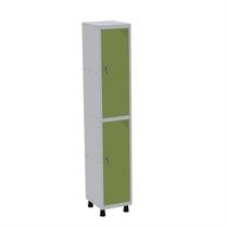 Roupeiro em Aço Mt 1V 2 Portas Fechadura com Prateleira Interna Verde/Cinza/Miró Roupeiro em Aço Mt 1V 2 Portas Fechadura com Prateleira Interna Verde/Cinza/Miró
