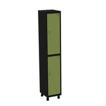 Roupeiro em Aço Mt 1V 2 Portas Fechadura com Prateleira Interna Verde/Preto/Miró Roupeiro em Aço Mt 1V 2 Portas Fechadura com Prateleira Interna Verde/Preto/Miró