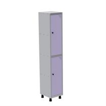 Roupeiro em Aço Mt 1V 2 Portas - Pitâo com Prateleira Interna Rosa/Cinza/Lilás