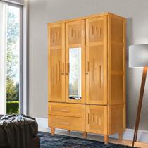 Roupeiro em Madeira Maciça Imperatriz 3 Portas 1 Porta com Espelho Imbuia Roupeiro em Madeira Maciça Imperatriz 3 Portas 1 Porta com Espelho Imbuia