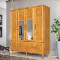 Roupeiro em Madeira Maciça Imperatriz 4 Portas 2 Porta com Espelho Imbuia Roupeiro em Madeira Maciça Imperatriz 4 Portas 2 Porta com Espelho Imbuia