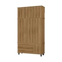 Roupeiro / Guarda Roupas HOU Triplex 4 Portas + 4 Gavetas Pés Elevados e Maleiro Amplo Cor Imbuia