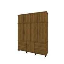 Roupeiro / Guarda Roupas PRIS Triplex 1.90m 4 Portas e 6 Gavetas Com Corrediças Telescópicas Cor Imbuia