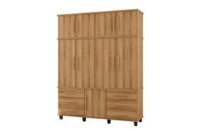 Roupeiro / Guarda Roupas PRIS Triplex 1.90m 4 Portas e 6 Gavetas Com Corrediças Telescópicas Cor Nature