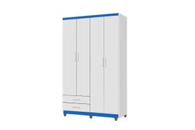 Roupeiro Guarda Roupas TI 4 Portas Cor Branco / Azul