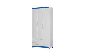 Roupeiro Guarda Roupas TI Solteiro 3 Portas Cor Branco / Azul Roupeiro Guarda Roupas TI Solteiro 3 Portas Cor Branco / Azul