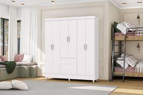 Roupeiro Ideal Plus 6 Portas e 2 Gavetas - Branco - Vila Rica