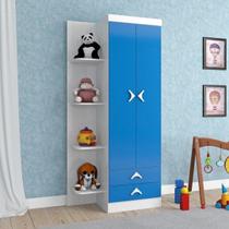 Roupeiro Infantil 2 Portas 2 Gavetas Branco/Azul Brilho - Trento Atualle Móveis