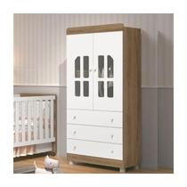 Roupeiro Infantil Katatau 2 Portas 3 Gavetas Branco/Mezzo - Rede Móveis
