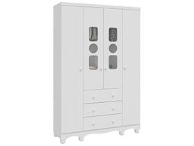 Roupeiro Infantil Peroba Tedy 4 Portas 3 Gav Branco