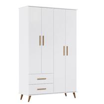 Roupeiro Infantil Retrô Noah 4 portas e 2 gavetas Branco Acetinado - Peternella