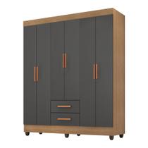 Roupeiro Lite 6 Portas 2 Gavetas Guarda-Roupa Casal
