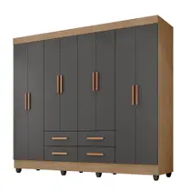 Roupeiro Lite 8 Portas 4 Gavetas Guarda-Roupa Casal