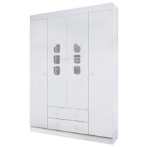 Roupeiro Lívia Infantil 4 Portas e 2 Gavetas 100% MDF para Quarto de Bebê - Phoenix Baby