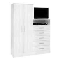 Roupeiro Master Cômoda MDP 15mm 2 portas 5 gavetas-Branco