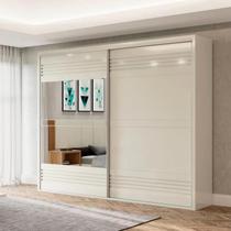 Roupeiro MDF 2 Portas de Correr c/ Espelho Off White