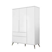 Roupeiro Melinda Branco 100% MDF 3 Portas e 2 Gavetas para Quarto de Bebê Infantil - Phoenix Baby
