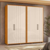 Roupeiro Miró 100% MDF ripado 6 portas e 4 gavetas - Cinamomo Off White - Madetec Roupeiro Miró 100% MDF ripado 6 portas e 4 gavetas - Cinamomo Off White - Madetec