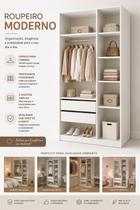 Roupeiro moderno sem portas com 2 gavetas em mdf Roupeiro moderno sem portas com 2 gavetas em mdf