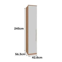 Roupeiro Modulado 1 Porta e Prateleiras 245x42,8cm Setiba Plus Carvalho/Off White