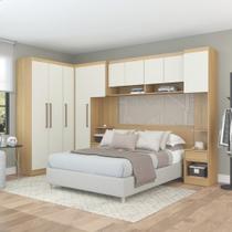 Roupeiro Modulado Selene de Canto 10 Portas 2 Mesa de Cabeceira e Cabeceira