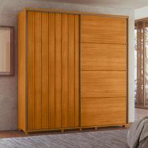 Roupeiro Monet 100% MDF ripado 2 portas de correr 4 gavetas - Cinamomo - Madetec