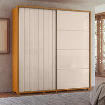 Roupeiro Monet 100% MDF ripado 2 portas de correr 4 gavetas - Cinamomo Off White - Madetec