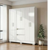 Roupeiro Nápoles Branco com 6 Portas e 2 Gavetas Poquema Roupeiro Nápoles Branco com 6 Portas e 2 Gavetas Poquema