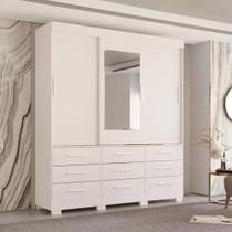 Roupeiro New Star Branco 3 Portas 9 Gavetas C/ 1 Espelho Larg. 1.80m