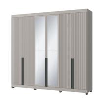 Roupeiro Newton - 6 Portas 4 Gavetas 10 Prateleiras com Espelho - Casamia