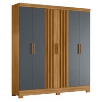 Roupeiro Ripado 6 Portas Cairo Freijó Cinza