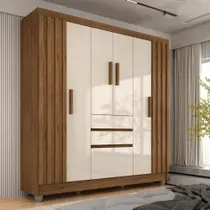 Roupeiro Ripado Casal 7 Portas 2 Gavetas Daiana Freijó/off - M.a